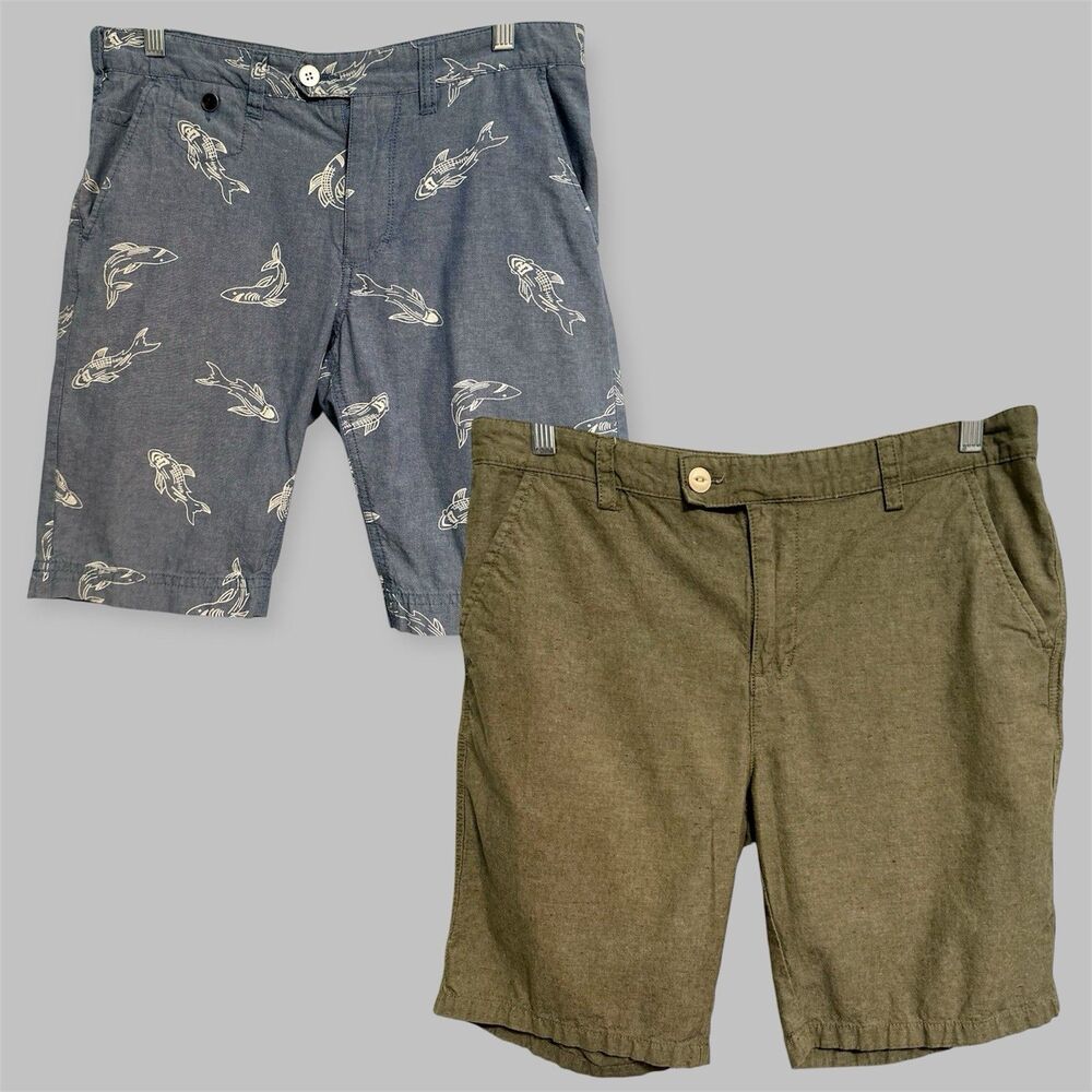 CPO Provisions Mens 32 Slim Shorts Cotton LOT OF 2 Blue Green Shipmen Supply